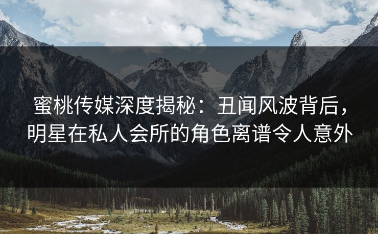 蜜桃传媒深度揭秘：丑闻风波背后，明星在私人会所的角色离谱令人意外