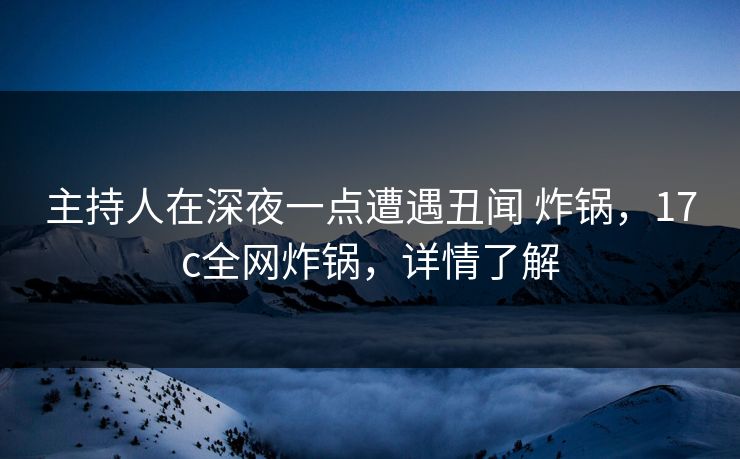 主持人在深夜一点遭遇丑闻 炸锅，17c全网炸锅，详情了解