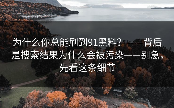为什么你总能刷到91黑料？——背后是搜索结果为什么会被污染——别急，先看这条细节
